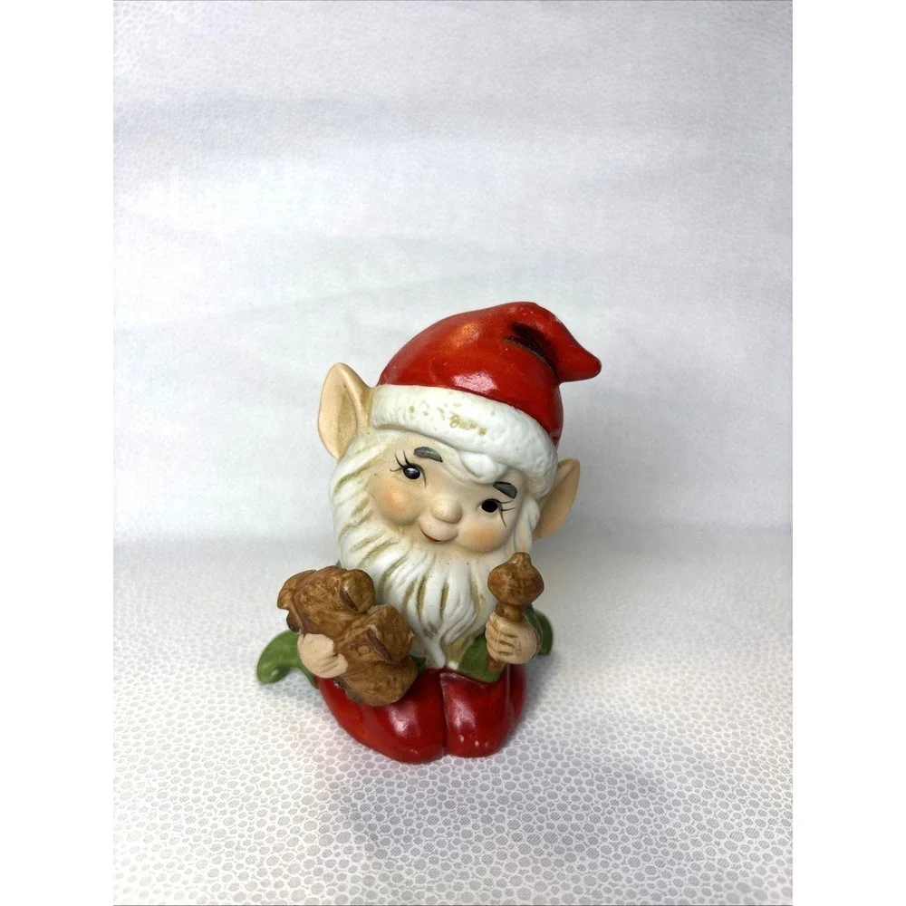 Adorable HOMCO CHRISTMAS‎ ELVES Figurines lot Of 2 Toy Makers, Vintage.
